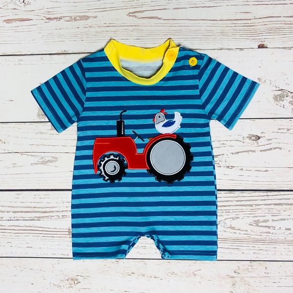 NEW Baby Boy Tractor Shorts Romper - Picture 2 of 4